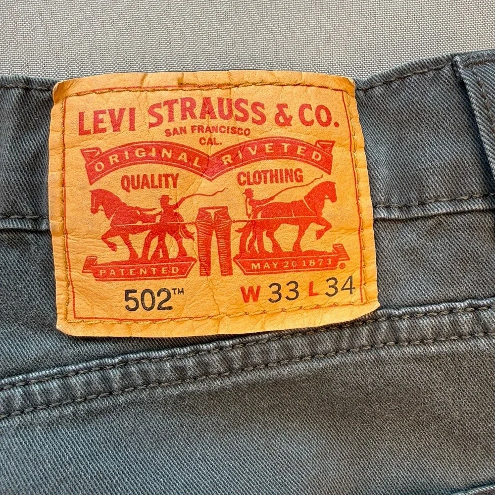 Levis 502‎ Taper Jeans Mens 33x34 (32) Black Regular Fit Stretch Denim 5-Pocket